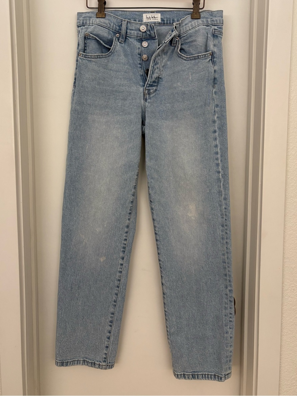 Nicole Miller High Waist Straight Leg Jeans Button Fly Light Wash Size 4